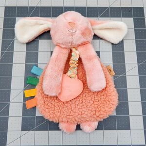Itzy Ritzy Pink Bunny Lovey Soft Plush w/Silicone Heart Teether Crinkles